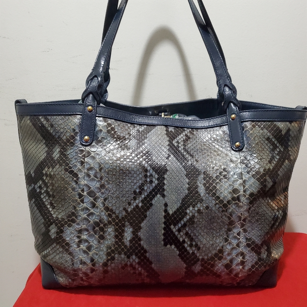 Authentic Gucci Blue Python Craft Tote - image 2